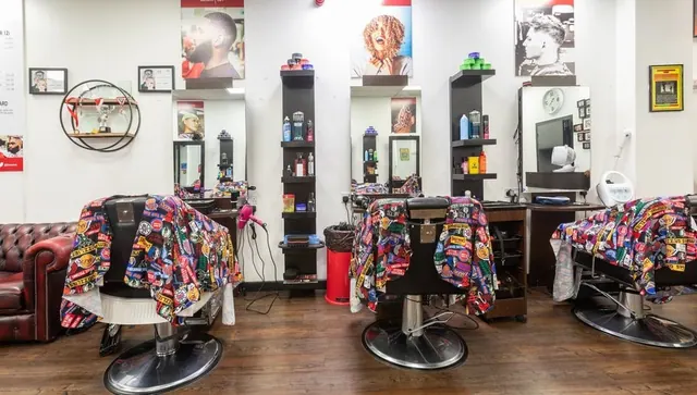 Barber chairs and product shelves